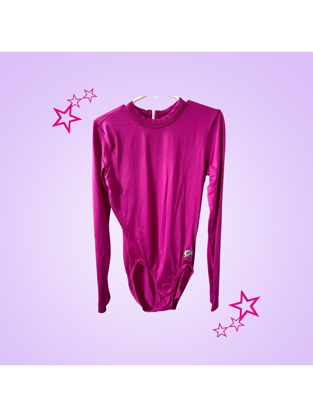 GK Elite Women’s XS Pink Velvet Long Sleeve Gymnastics Leotard | Keyhole